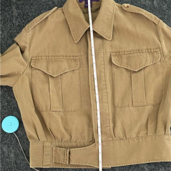 RALPH LAUREN COLLECTION GARRISON COTTON-LINEN JACKET IN MILITARY DRILL SZ 6 - Picture 13 of 14